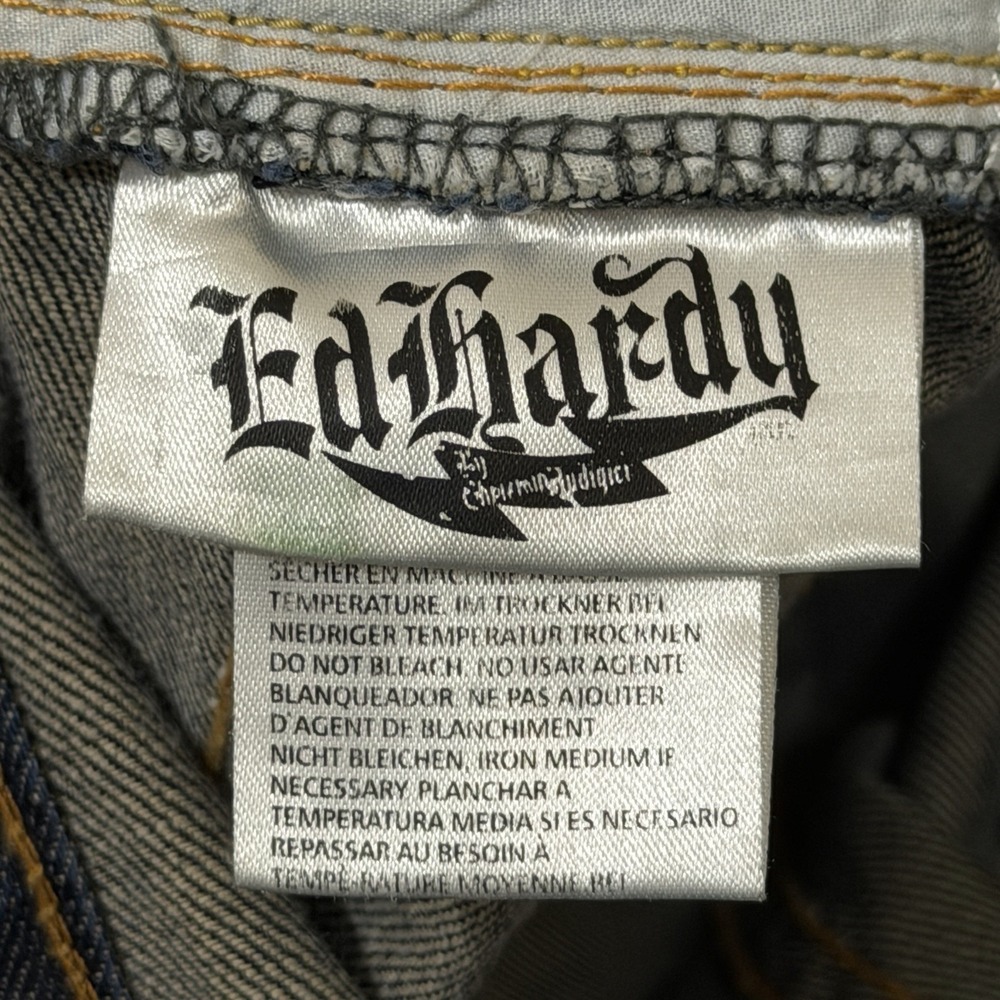 Ed Hardy Christian Audigier Jean Shorts Jorts Y2K Baggy Skater Button Fly 31 - Picture 3 of 13